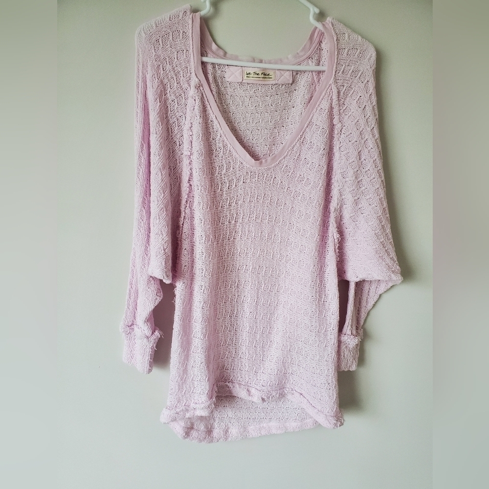 We the Free Light Pink Oversized Sweater V-neck